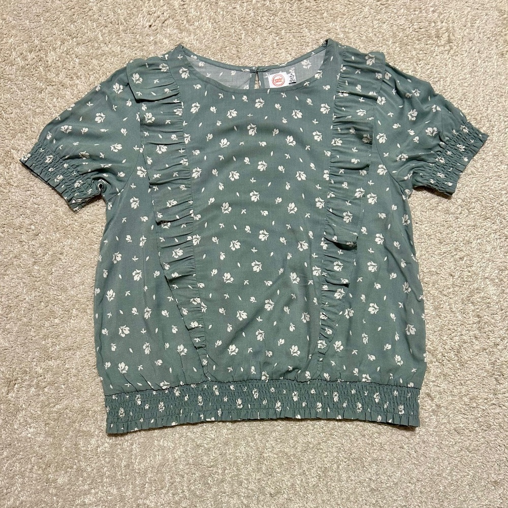 Olive Green Ruffled Top, Youth XL/Women's XS